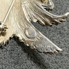 Lind Gal Scottie Dog Scottish Terrier Head Brooch, Sterling Silver!, Amber Eyes!