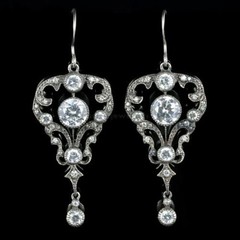 Lab Created Diamond Old European Cut Edwardian Wedding 925 Silver Gift Earrings
