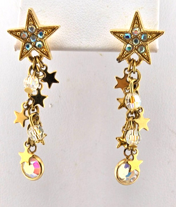 Kirks Folly Star Cluster Drop Dangle Goldtone Earrings Vintage Pierced #2