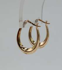 VTG 925 Oval Hoop Earrings 1in Drop Gold Vermeil on Sterling Silver 2.5g Estate