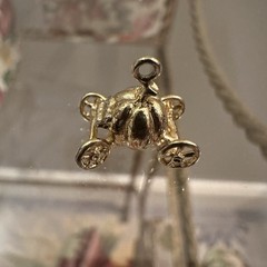 Vintage Gold Plate over 925 Sterling Silver Tiny Cinderella’s Carriage Charm