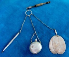 ANTIQUE SILVER VICTORIAN CHATELAINE – 4 ACCESSORIES – Monogram