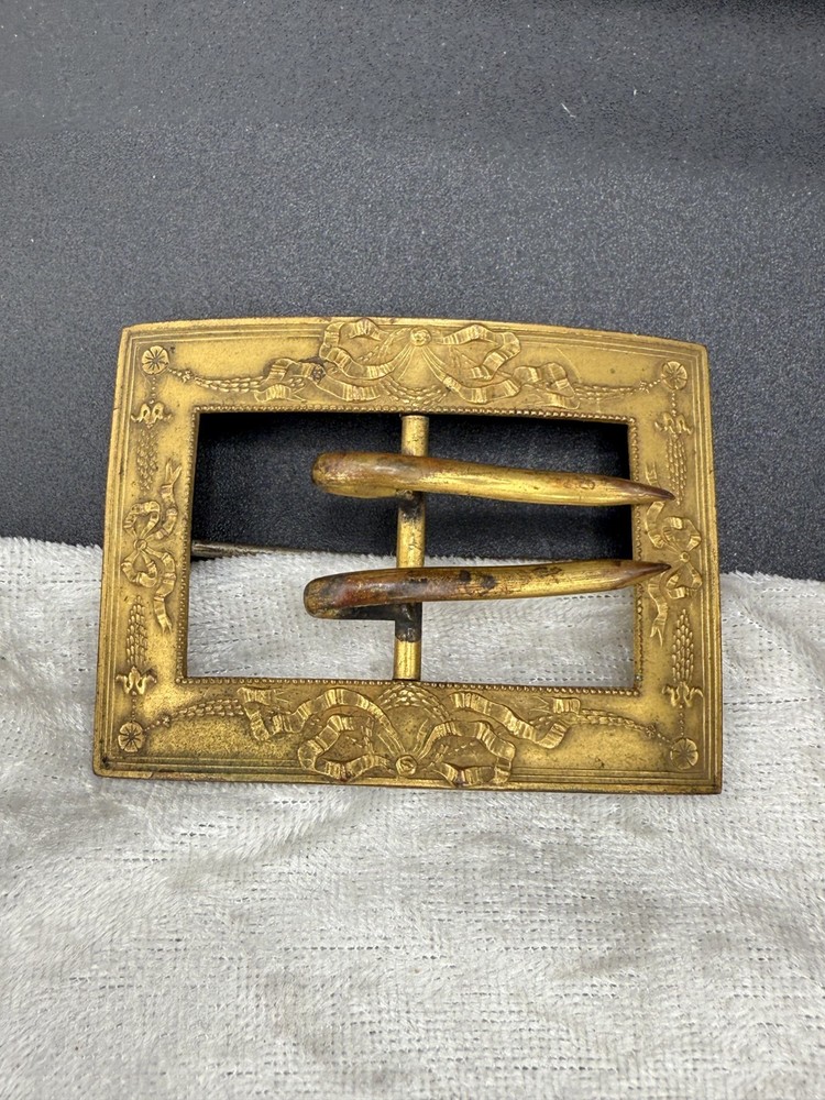Vintage Art Nouveau Brooch Brass Sash Belt Buckle