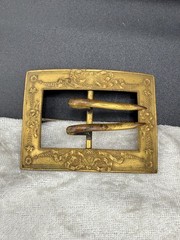 Vintage Art Nouveau Brooch Brass Sash Belt Buckle