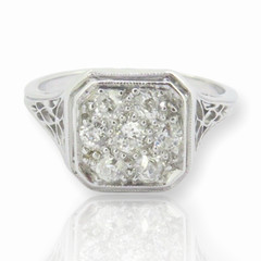 .Antique Handmade 0.35ct Old European Cut Diamond Set Platinum Ring Val $4460