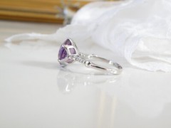 Vintage Sterling Silver 925 Rose De France Heated Amethyst Crown Ring Size 7