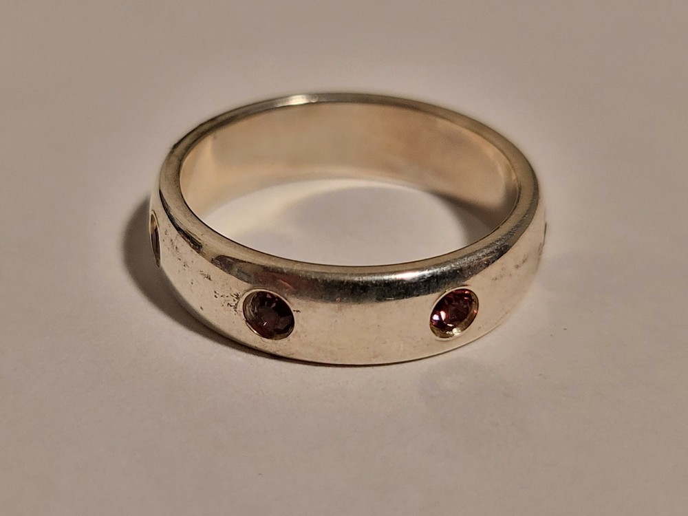 Vintage Sterling Silver, 0.925, Ring, sz 6, Pink Gemstones
