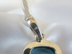Huge Sterling Silver 925 Natural Heated Blue Topaz Modernist Pendant