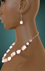 Retro Baby Pink Glass Lampwork Beads Casual Everyday Necklace Earrings Jewelry