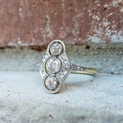 Antique Edwardian Lab Created Diamond Wedding Ring in 14k Yellow Gold Finish