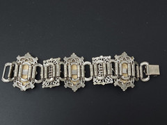 Vintage Selro Selini Asian Face Silver tone Bracelet 7″