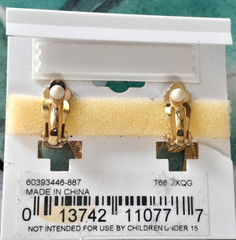 Vintage 1990’s Gloria Vanderbilt Gold Tone Oval Dangle Drop Clip-On Earrings