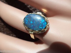 7 1/4 Vintage 14k APPROX 14×10 AUSTRALIA BLACK OPAL Ring