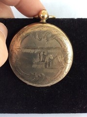 Antique Victorian Landscape Towne Scene PHOTO LOCKET – c.1860