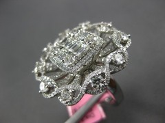 EXTRA LARGE 3.51CT DIAMOND 18KT WHITE GOLD ROUND & BAGUETTE FLOWER INFINITY RING