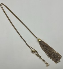 Gold Tone Long Tassel Pendant Necklace – Adjustable Chain