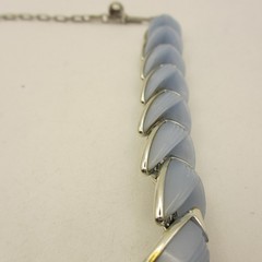 Vintage MCM Necklace Ridged Molded Acrylic Blue 15 Inch