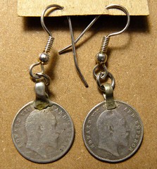 BRITISH RAJ COIN EARRINGS_2 SILVER ANNA_HYPOALLERGENIC WIRES_KING ED VII_1903&06