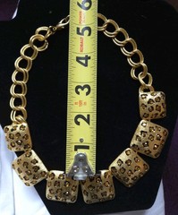 VTG Signed CRAFT Leopard Print Citrine Rhinestone Necklace & Earrings Set