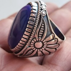 Ancient Vintage Victorian Ring Sterling Silver Lapis Lazuli Stone – Size 9.5