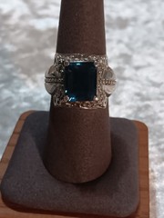 Vintage ISG Thailand 925 London Topaz Ring Sz 8