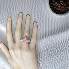 14k Rose Gold Engagement Ring 10.77ct Lab Grown Pink Diamond Pear Shape IGI