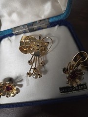 Jo Anne Jewels Of ELEGANCE 24 GOLD PLATED BROOCH ANSEARRINGS