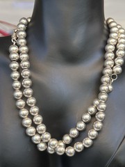 Vintage Sterling Silver Ball Beaded Necklace & Bracelet