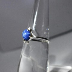 Top quality Lab Created blue star sapphire & zirconia Silver ring