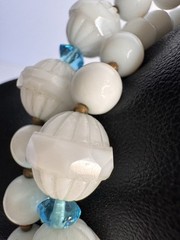 Miriam Haskell Vintage Signed Milk Glass Bead Necklace Any Multi Color Crystals