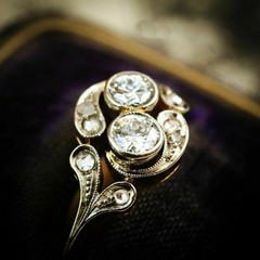 Art Deco Bezel Set Lab Created Diamond Toi Et Moi Vintage Wedding925 Silver Ring