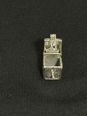 Vintage STER Sterling Silver Opening Box Charm Art Nouveau Floral Pendant 3D