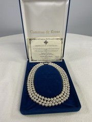 Camrose & Kross Jacqueline Kennedy Triple-Strand Faux Pearl Necklace Box & COA