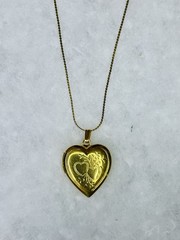 Vintage Double Heart Photo Locket Necklace (c. 1980s–1990s)
