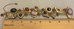 Victorian Revival Bracelet Mesh Jeweled Slide Charms Faux Gems Bold Statement