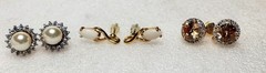 Vintage Costume Jewelry Lot Gold Tone Rhinestone Pearl Earrings Necklaces