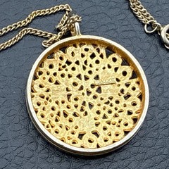 Vintage Sarah Coventry Necklace TIMELESS BEAUTY 1977 Circle Pendant 15in Chain