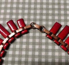 Vintage Matisse Copper Enamel Necklace and Earrings Red 14 Inches