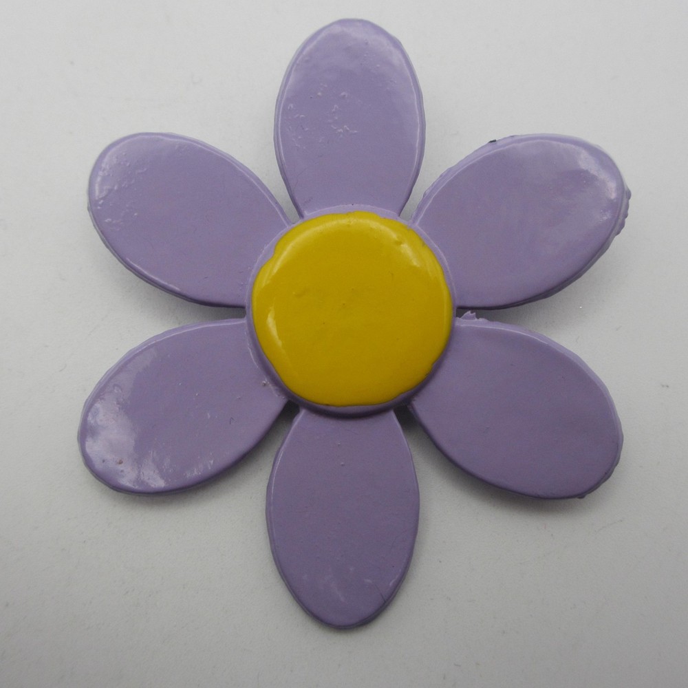 Vintage Flower Brooch Painted Metal Purple Yellow Daisy