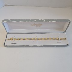 18kt Gold Over Sterling Silver Diamonds & Created Fire Opal Tennis Bracelet 7.5