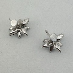 Vintage Bright Aqua Blue Star Screw back Earrings Silvertone 1950’s Retro