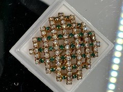 Austirian green and white crystal broach