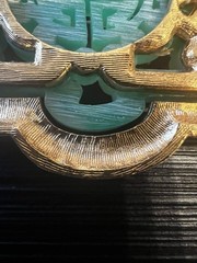 Vintage 1950s Vendome Goldtone & Faux Jade Brooch In A Chinese Style Design