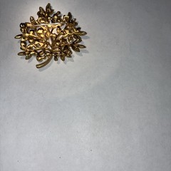 Vintage Faux Pearls and Tiny Rhinestones Gold Tone Brooch Pin 2 Inch