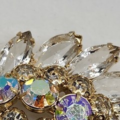2.5″ Vintage Clear Navettes and AB Rhinestone Brooch Floral