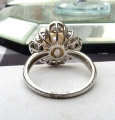 DESIGNER HT 9.5MM LARGE CULTURED PEARL AMETHYST GEMS STERLING SILVER RING SZ 10