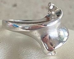 Vtg Modernist Ring Wave Abstract Statement Sterling Silver 925 Artisan Unique 7