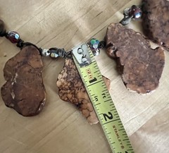 Brutalist Gemstone Necklace Chunky Slab Multi Charm Matching Earrings 18-21” Adj