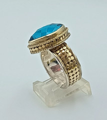 Anna Beck 925 18kt Gold Plated (GP) Blue Stone Ring Size: 7.5
