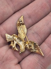 Vintage Unsigned Bird Brooch Pin Rhinestone & Enamel Colorful Gold Tone